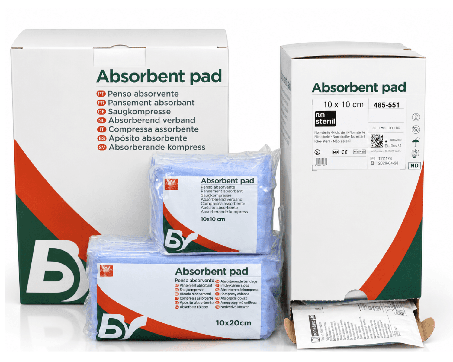 Absorbējošas paketes bez līpošas daļas, nesterilas