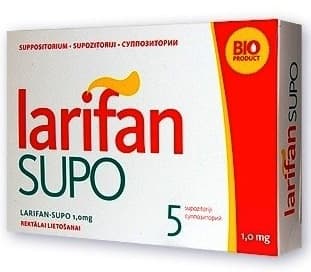 LARIFAN SUPO supozitoriji 1,5 mg. Iepakojumā 5 gab.