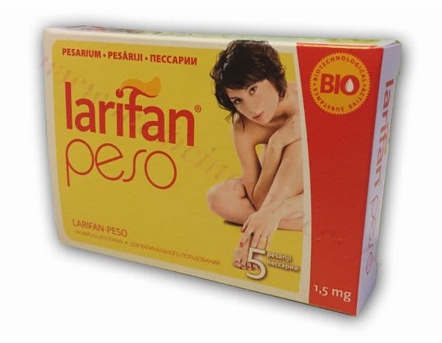 LARIFAN PESO pesāriji 1,5 mg. Iepakojumā 5 gab.