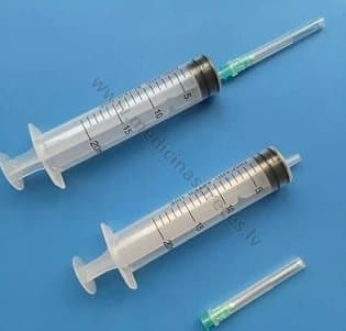 Šļirce ar adatu, 3 komponentu, Luer Slip savienojums, sterila