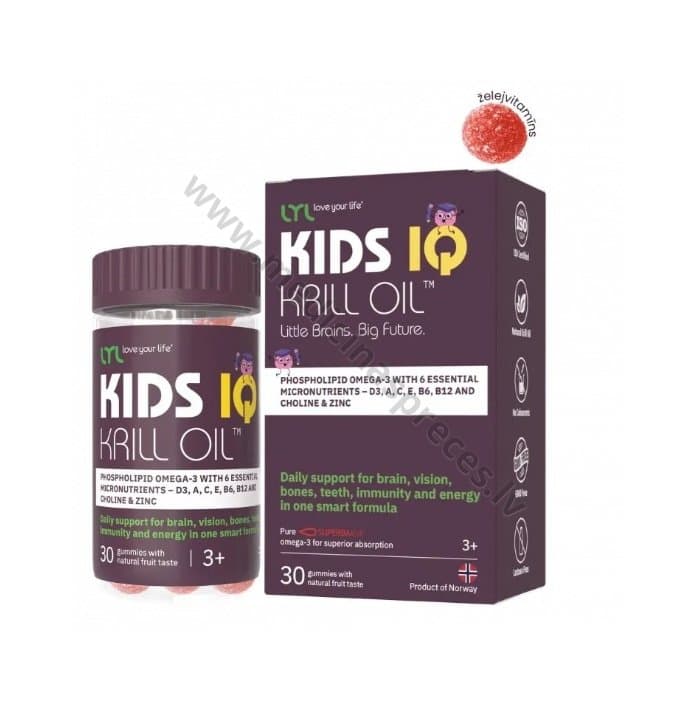 LYL Krill Oil KID. Iepakojumā 30 krila eļļas pastilas