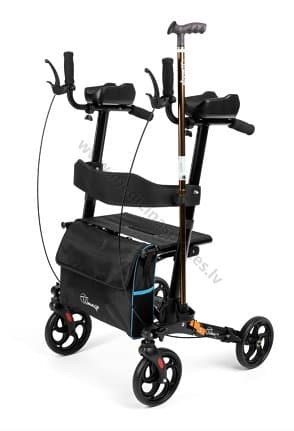 Rollators ar alumīnija rāmi, četriem riteņiem un elkoņu balstiem LEXI.