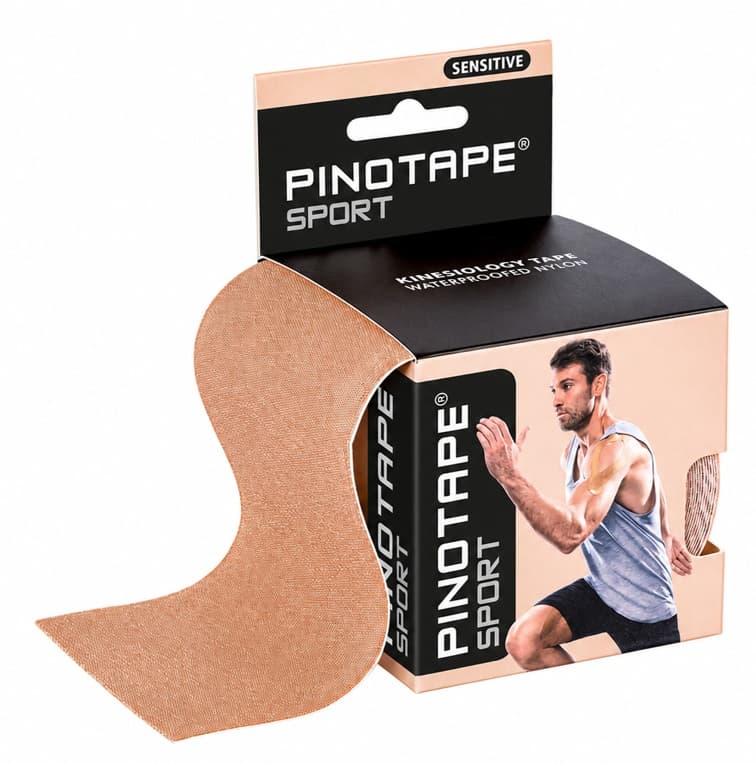 PINOTAPE Sensitive XL — kinezioloģiskais teips jutīgai ādai, bēšs, 5m × 7,5cm