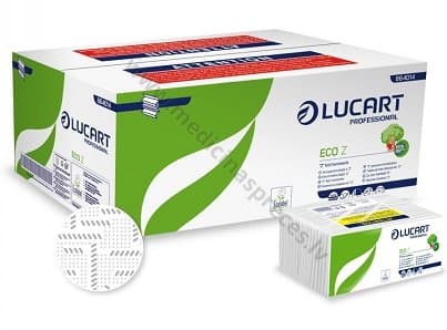 LUCART ECO Z roku salvetes, 2 kārtas, izmērs 23.5x23cm. Iepakojumā 220 salvetes.