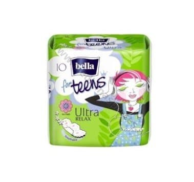 Bella for Teens Ultra Relax higiēniskās paketes. Iepakojumā 10 paketes.