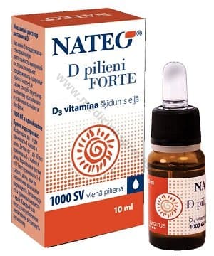 NATEO D Vitamīna pilieni Forte 1000SV vienā pilienā, 10 ml