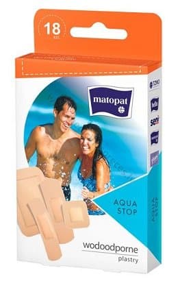 Matopat plāksteri Aqua Stop. Iepakojumā 18 plāksteri