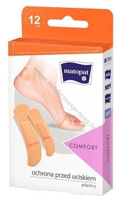 Matopat plāksteri Comfort. Iepakojumā 12 plāksteri