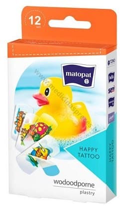 Matopat plāksteri Happy Tattoo. Iepakojumā 12 plāksteri