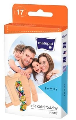 Matopat plāksteri Family. Iepakojumā 17 plāksteri