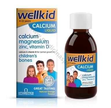 WellKiD ŠĶIDRAIS KALCIJS ar dabīgu apelsīnu garšu, 150 ml.