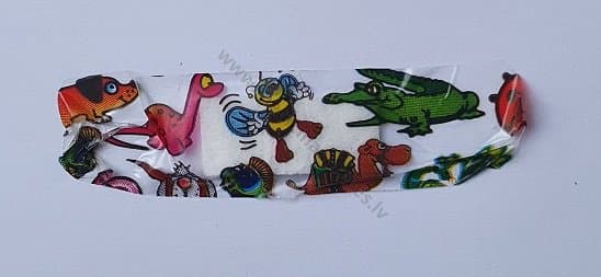 Plāksteris PE Kids ar saliņu, zvēriņi, caurspīdīgs, 19x72mm, sterils. Iepakojumā 100 gabali