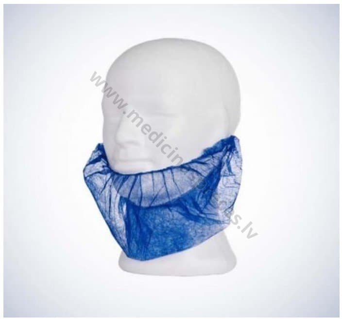 Med-Comfort zila maska bārdai, neausta materiāla, nesterila. Iepakojumā 100 maskas.