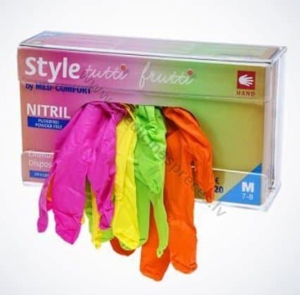 Style tutti frutti nitrila cimdi, nepūderēti, nesterili. Iepakojumā 96 gabali.