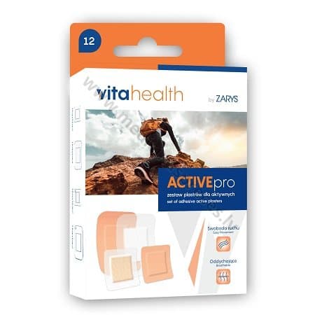 Vitahealth Active pro plāksteri. Iepakojumā 12 plāksteri