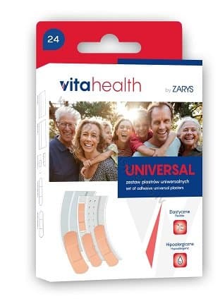 Vitahealth Universal plāksteri. Iepakojumā 24 plāksteri.
