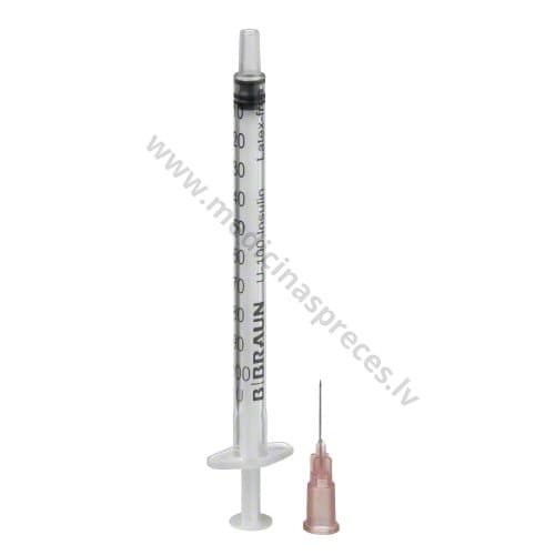 Šļirce insulīna 1.0 ml Omnifix Duo (U-100), ar noņemamu adatu 26G (0.45mm x 12mm), sterila.