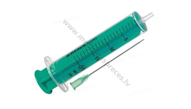 Šļirce 20 ml Luer Duo, 2 komponentu, ar adatu 21G (0.8mm x 40mm), sterila.