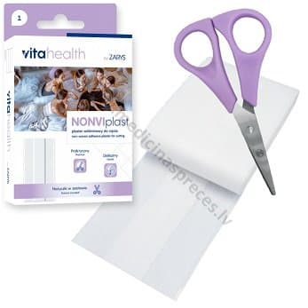 Vitahealth NONVIplast plāksteris, 1m x 6cm, komplektā šķēres