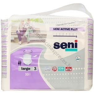 Seni Active Plus vienreizējās lietošanas biksītes. Iepakojumā 10 biksītes