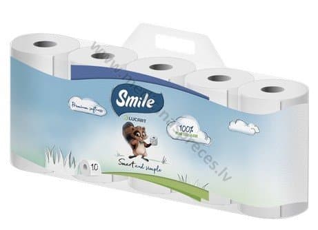 SMILE LUCART tualetes papīrs, 4 kārtas. Iepakojumā 10 ruļļi.