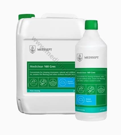 MEDICLEAN 160 Gres, flīžu un citu skābju izturīgu virsmu tīrīšanai.
