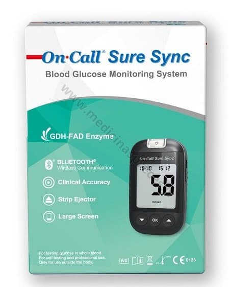 On Call Sure Sync glikometrs cukura līmeņa noteikšanai kapilārajās asinīs