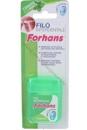 Zobu diegs FORHANS, vaskots, ar piparmētru garšu, 50 m.