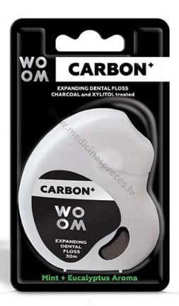 Zobu diegs WOOM CARBON, piebriestošs, ar ogli.