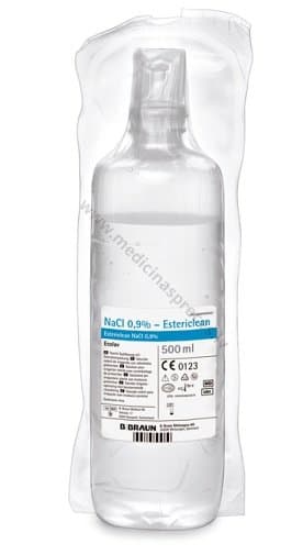 NaCl 0.9% ESTERICLEAN 500ml, sterils šķīdums skalošanai vakuumiepakojumā, ērti lietojamā pudelē