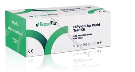 Helicobacter pylori antigēna noteikšanas eksprestests. Iepakojumā 20 testa kasetes.
