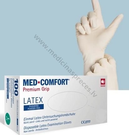 med-comfort-premium-grip-lateksa-cimdi-mediciniskais-apgerbs-kirurgiska-vela-cimdi-lateksa-ampri-medicinaspreces.lv